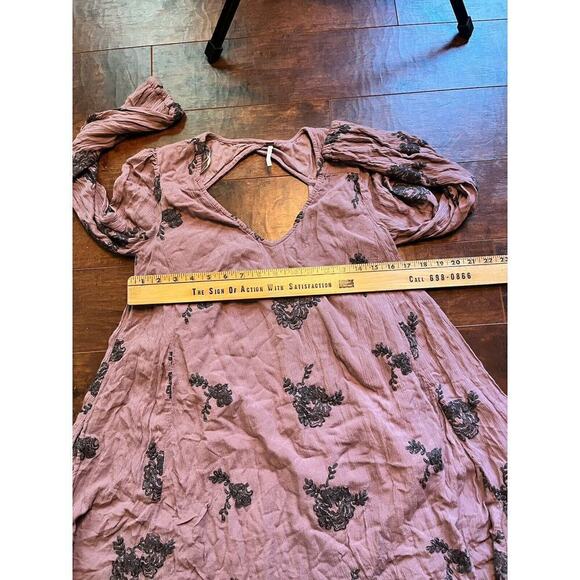 Free People S Long Sleeve Emma Austin Dress Floral Embroidered Boho - Picture 5 of 7